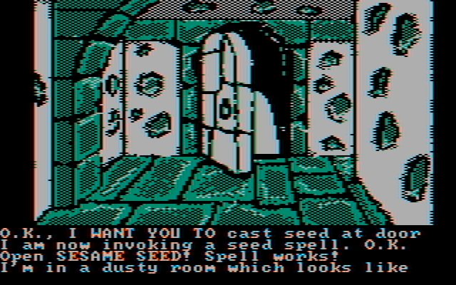Sorcerer of Claymorgue Castle IBM PC/Compatibles Screenshot: Opened the door...should I enter?