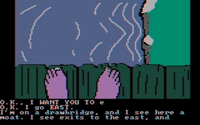 Sorcerer of Claymorgue Castle IBM PC/Compatibles Screenshot: The view from the drawbridge...