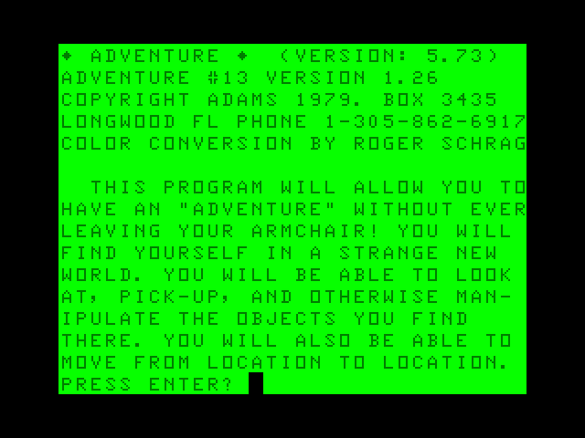 Sorcerer of Claymorgue Castle TRS-80 Color Computer Screenshot: Starting screen.