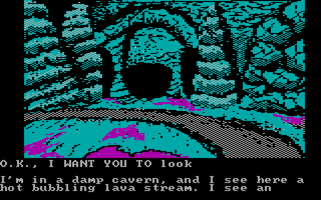 Sorcerer of Claymorgue Castle IBM PC/Compatibles Screenshot: An underground cavern.