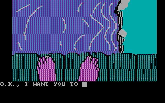 Sorcerer of Claymorgue Castle IBM PC/Compatibles Screenshot: Preparing to dive into the moat.