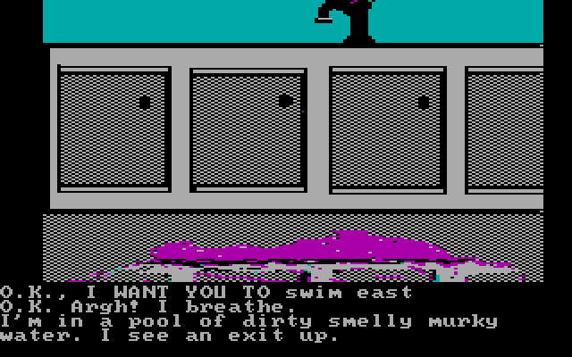 Sorcerer of Claymorgue Castle IBM PC/Compatibles Screenshot: Emerging from the murky water.