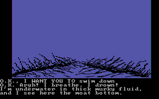 Sorcerer of Claymorgue Castle IBM PC/Compatibles Screenshot: Reached the bottoms of the moat.