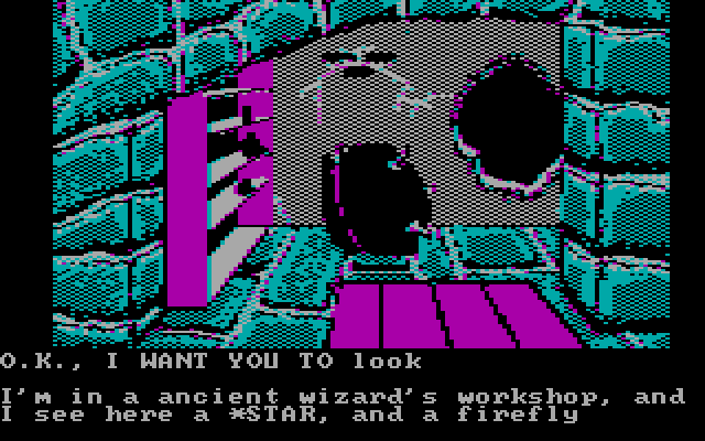 Sorcerer of Claymorgue Castle IBM PC/Compatibles Screenshot: Examining an ancient workshop.