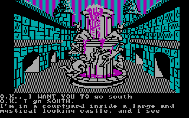 Sorcerer of Claymorgue Castle IBM PC/Compatibles Screenshot: A central courtyard.
