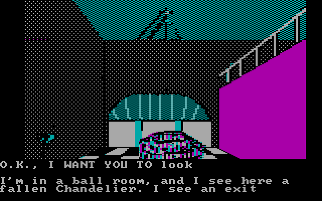 Sorcerer of Claymorgue Castle IBM PC/Compatibles Screenshot: Oops, looks like the chandelier broke!