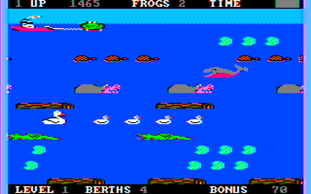 Frogger II: ThreeeDeep! IBM PC/Compatibles Screenshot: Reached the boat at the top of the screen!
