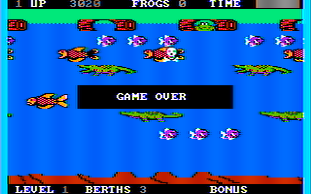 Frogger II: ThreeeDeep! IBM PC/Compatibles Screenshot: Game over.