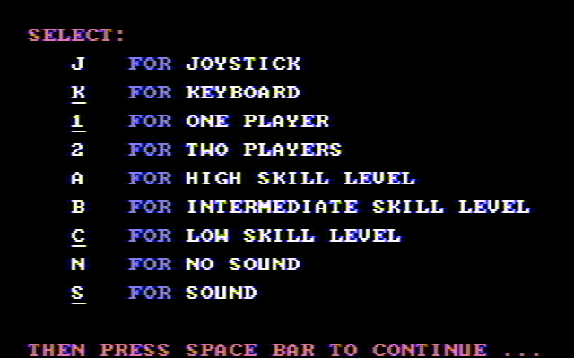 Frogger II: ThreeeDeep! IBM PC/Compatibles Screenshot: The main menu.