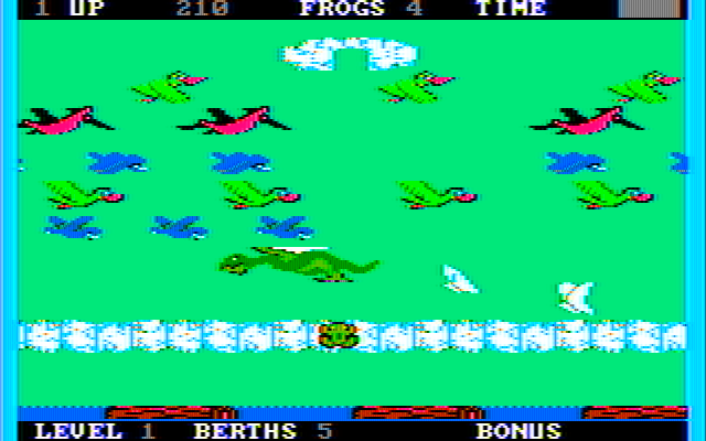 Frogger II: ThreeeDeep! IBM PC/Compatibles Screenshot: Watch out for that dragon in the sky...