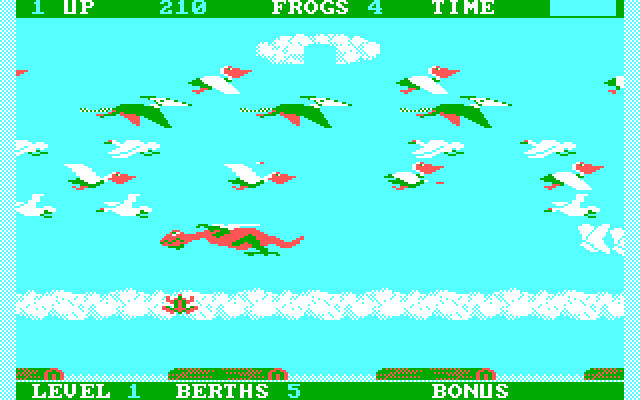 Frogger II: ThreeeDeep! IBM PC/Compatibles Screenshot: Be careful, there are dragons in the sky!
