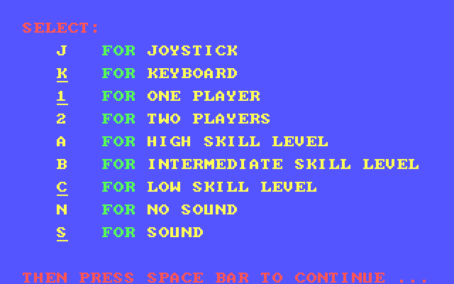 Frogger II: ThreeeDeep! IBM PC/Compatibles Screenshot: The main menu.