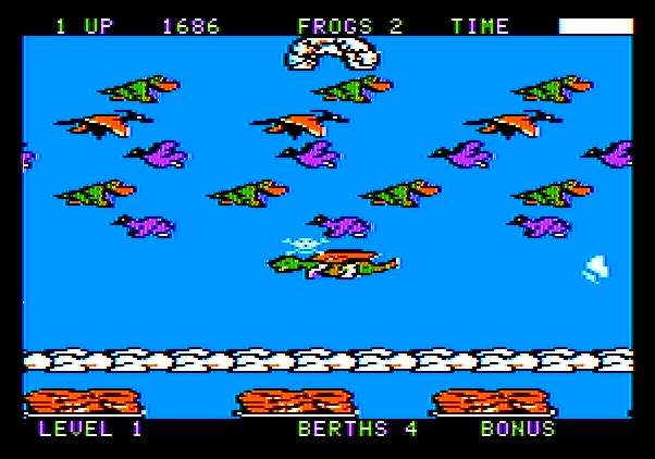 Frogger II: ThreeeDeep! Apple II Screenshot: The dragon got me...