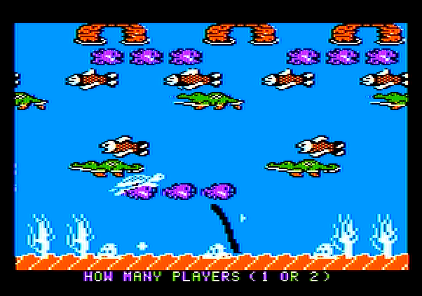 Frogger II: ThreeeDeep! Apple II Screenshot: How many players? 1 or 2?