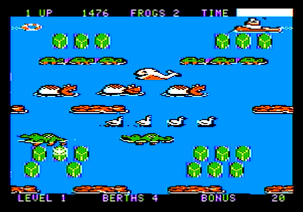 Frogger II: ThreeeDeep! Apple II Screenshot: Made it to the surface...