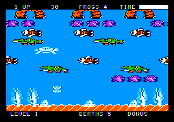 Frogger II: ThreeeDeep! Apple II Screenshot: Game start.