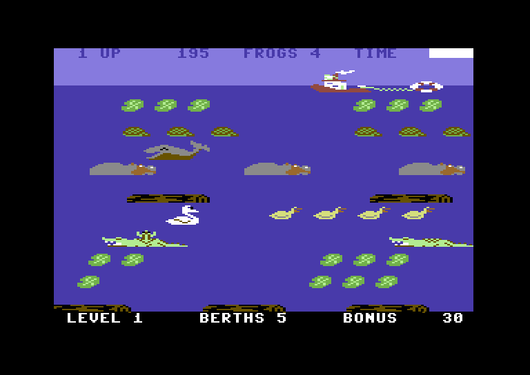 Frogger II: ThreeeDeep! Commodore 64 Screenshot: Made it to the surface...