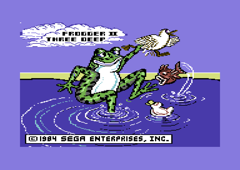 Frogger II: ThreeeDeep! Commodore 64 Screenshot: Loading screen (only found on the SEGA disk version).