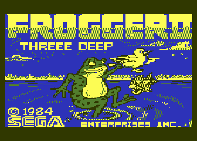 Frogger II: ThreeeDeep! Atari 8-bit Screenshot: Title screen (SEGA disk version).