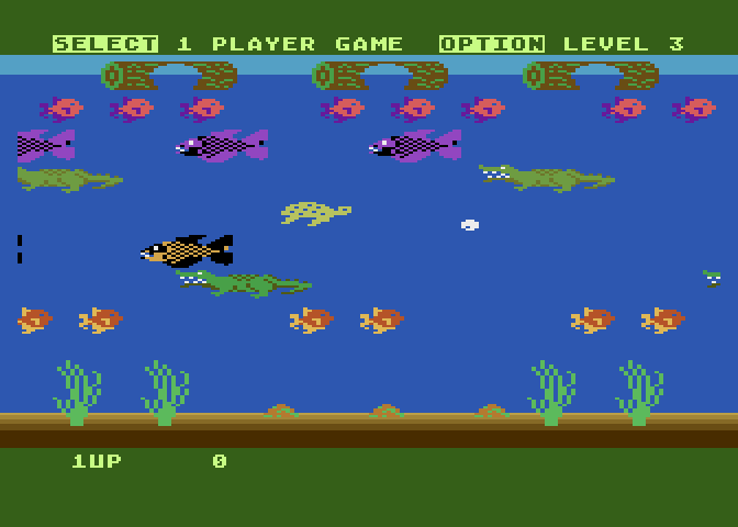 Frogger II: ThreeeDeep! Atari 8-bit Screenshot: Selecting game options.