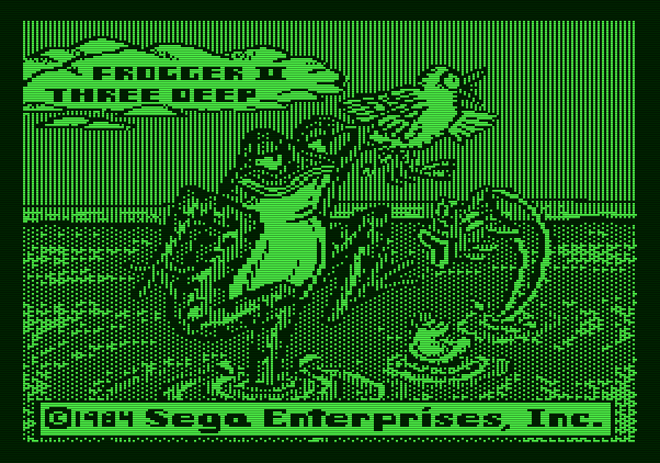 Frogger II: ThreeeDeep! Apple II Screenshot: Title screen.
