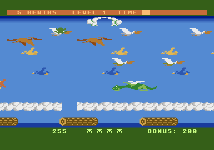 Frogger II: ThreeeDeep! Atari 5200 Screenshot: Hurry up, time is running out!