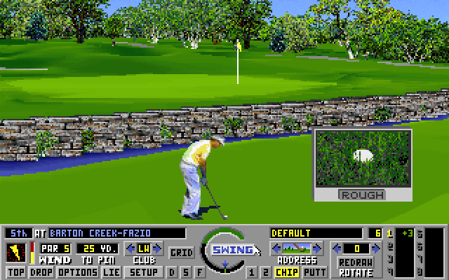Links: Championship Course - Barton Creek IBM PC/Compatibles Screenshot: I'm in the rough...