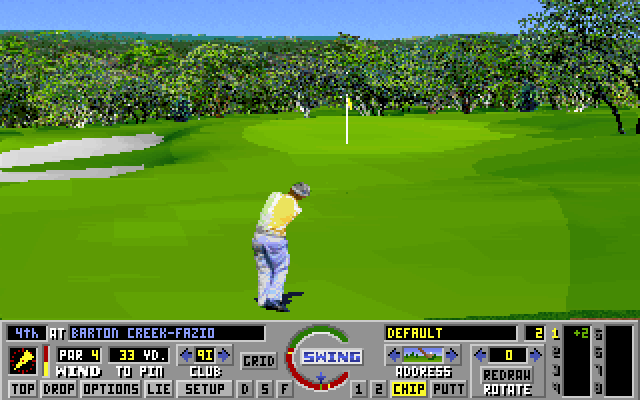 Links: Championship Course - Barton Creek IBM PC/Compatibles Screenshot: The fourth green.