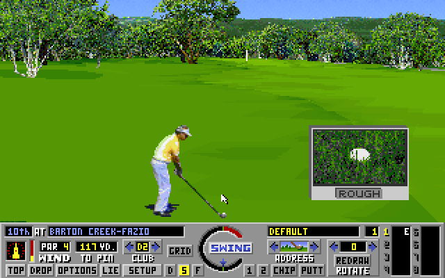 Links: Championship Course - Barton Creek IBM PC/Compatibles Screenshot: In the rough on the 10th hole.