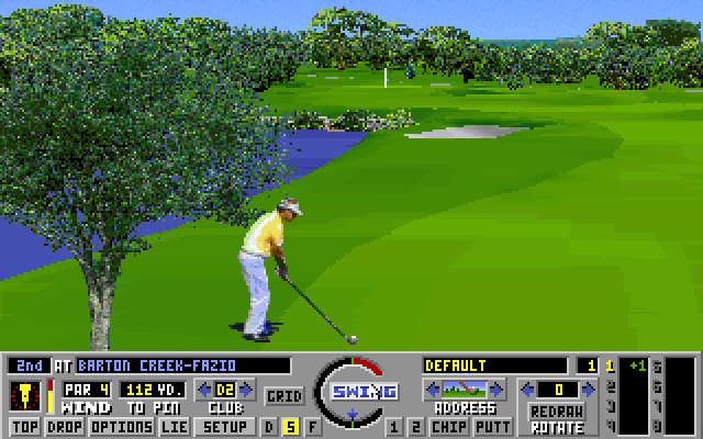 Links: Championship Course - Barton Creek IBM PC/Compatibles Screenshot: 2nd hole; watch out for water!