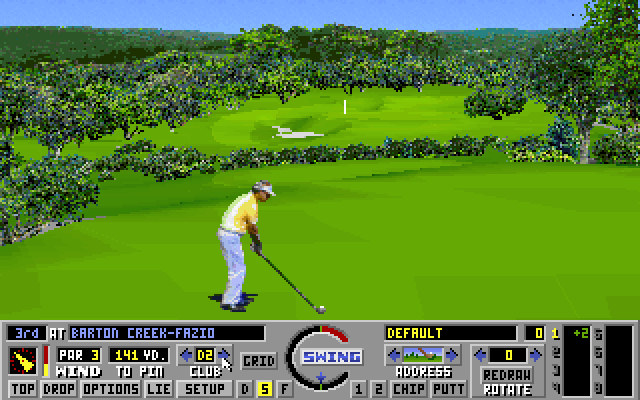 Links: Championship Course - Barton Creek IBM PC/Compatibles Screenshot: Teeing off on the third hole.