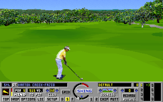 Links: Championship Course - Barton Creek IBM PC/Compatibles Screenshot: Teeing off on the fifth hole.