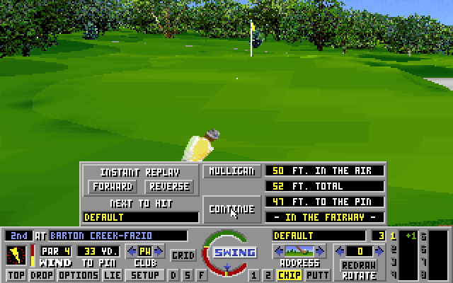 Links: Championship Course - Barton Creek IBM PC/Compatibles Screenshot: Chipping to the green.