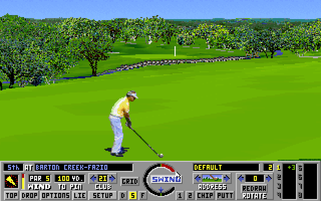 Links: Championship Course - Barton Creek IBM PC/Compatibles Screenshot: The green is in sight!