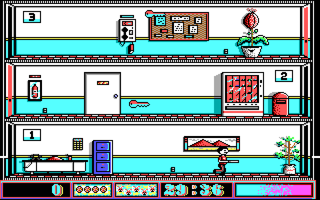 Avoid the Noid IBM PC/Compatibles Screenshot: Inside the building on the first floor.