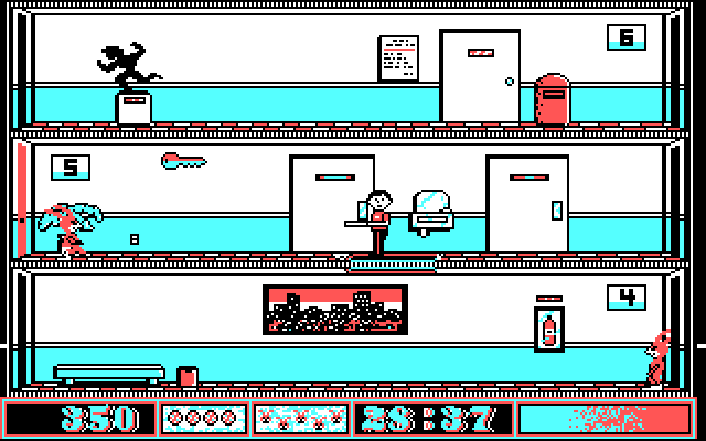Avoid the Noid IBM PC/Compatibles Screenshot: Falling through a trap door in the floor.