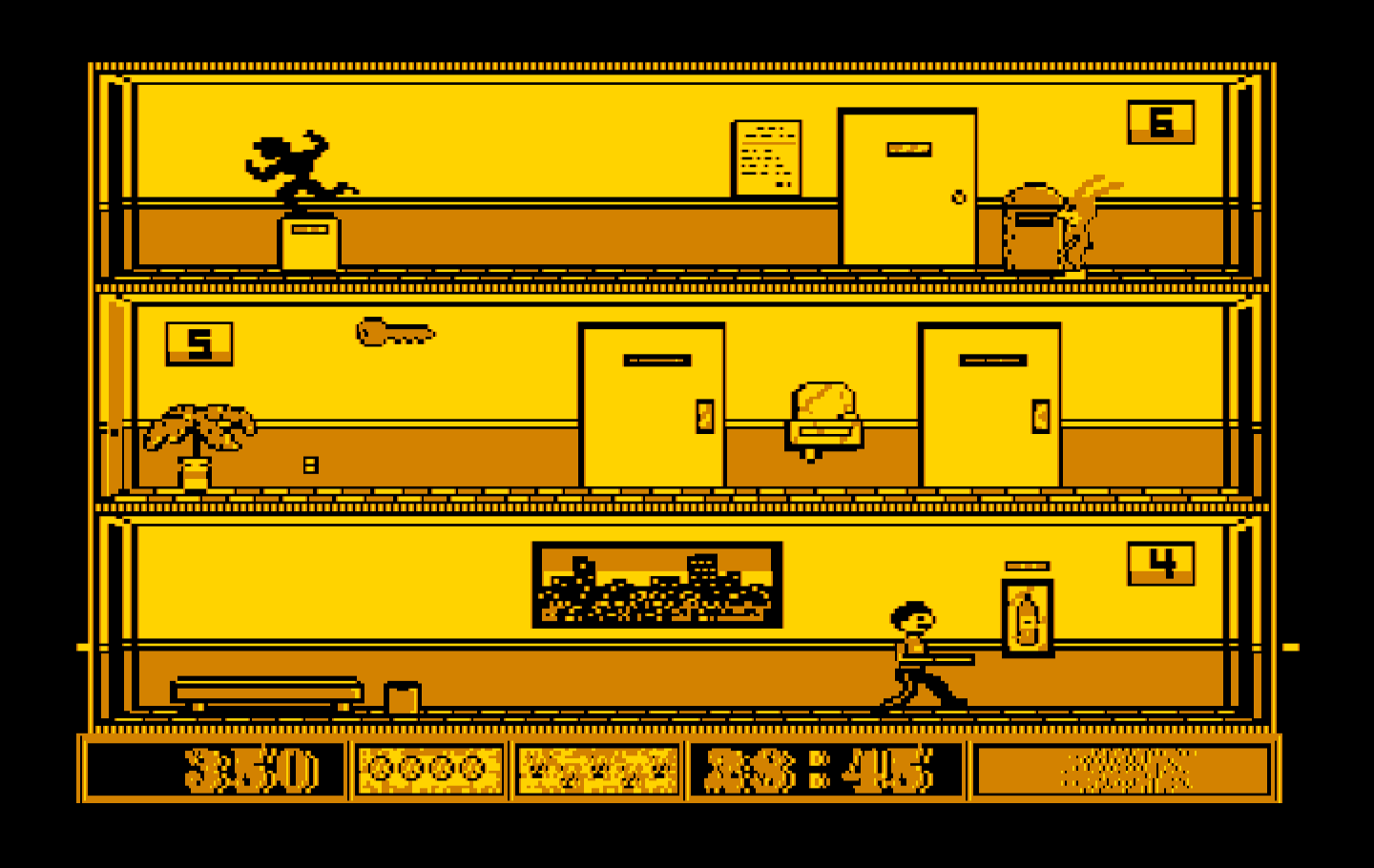 Avoid the Noid IBM PC/Compatibles Screenshot: Pizza delivery; avoid the Noid!