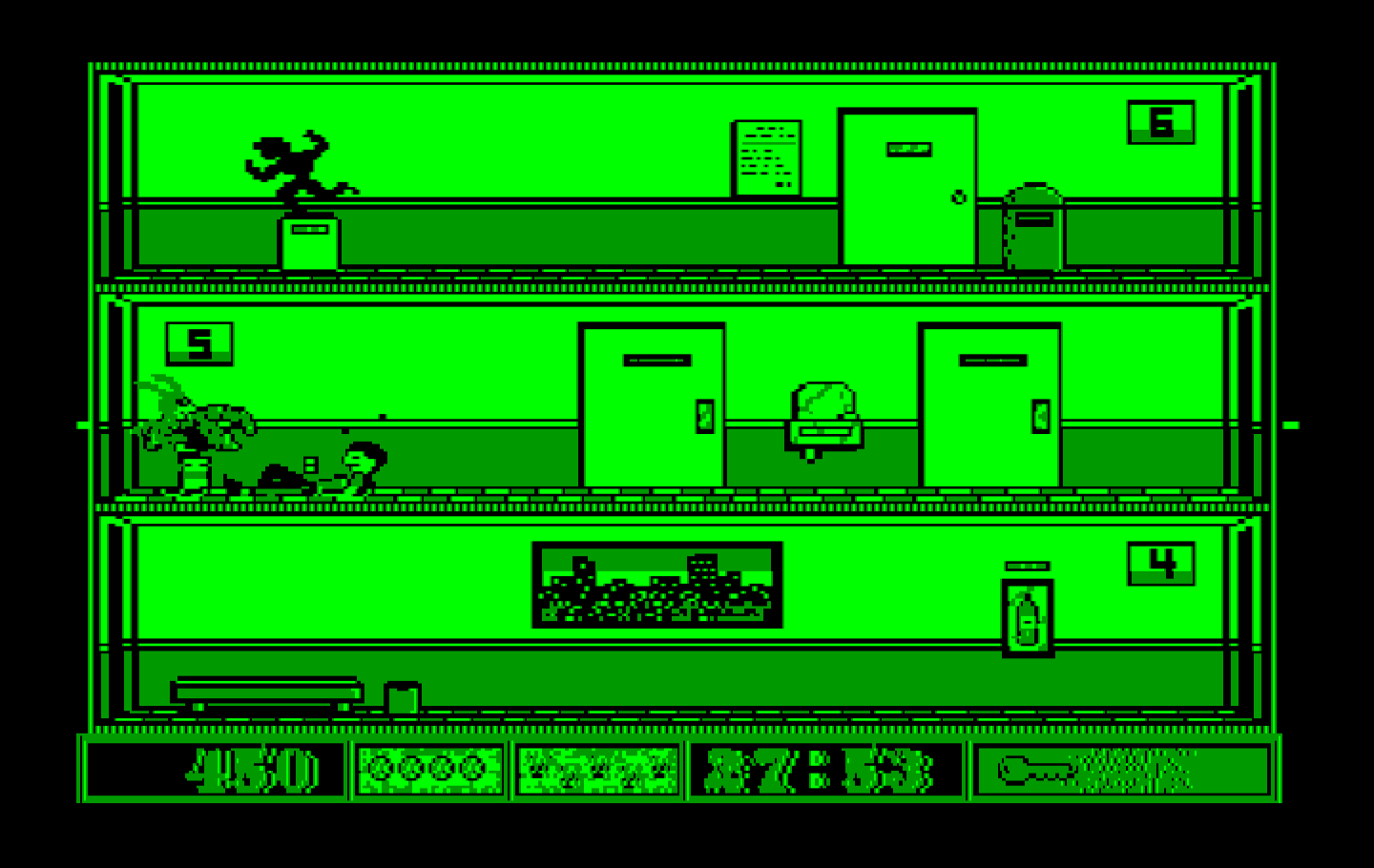 Avoid the Noid IBM PC/Compatibles Screenshot: The Noid is smashing my pizza.
