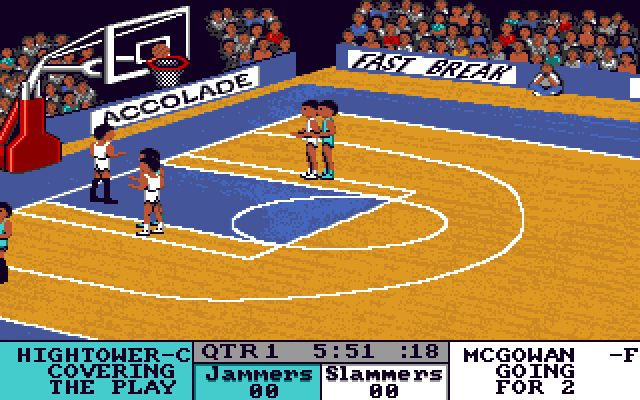 Fast Break Apple IIgs Screenshot: Taking a shot...will it go in?