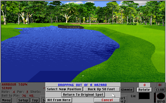 Links 386 Pro IBM PC/Compatibles Screenshot: Dropping the ball after landing in a hazard.