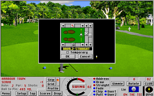 Links 386 Pro IBM PC/Compatibles Screenshot: Adjusting the golfers stance.