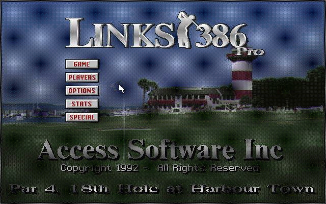 Links 386 Pro IBM PC/Compatibles Screenshot: The main menu.