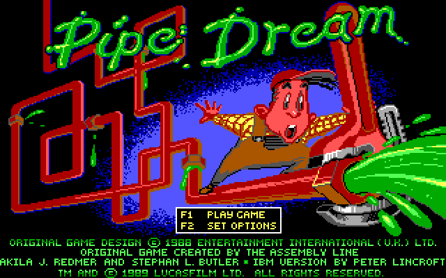 Pipe Dream IBM PC/Compatibles Screenshot: Title screen.