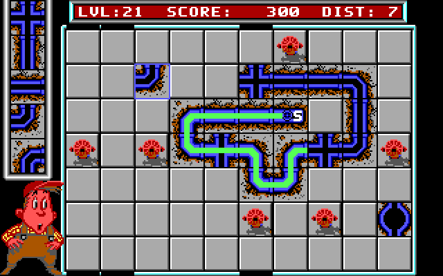 Pipe Dream IBM PC/Compatibles Screenshot: The speed also increases as the game progresses...