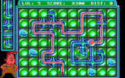 Pipe Dream for IBM PC/Compatibles - Those pipe pieces already on the board will slow down the flooz by taking some time to fill up.