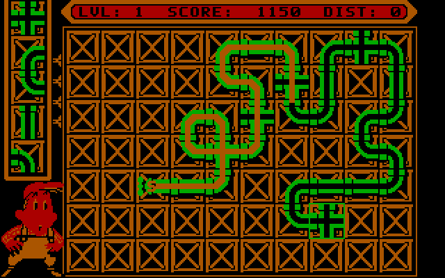 Pipe Dream IBM PC/Compatibles Screenshot: Building a pipe before the flooz spills...