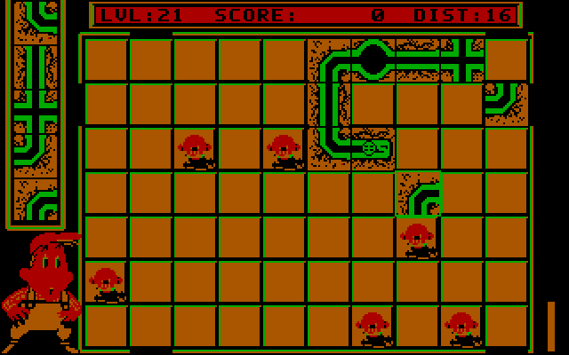 Pipe Dream IBM PC/Compatibles Screenshot: When starting a level there is a brief moment before the flooz begins flowing.