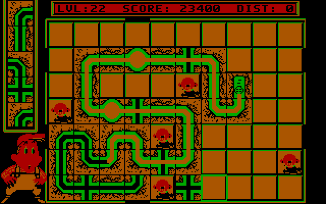 Pipe Dream IBM PC/Compatibles Screenshot: You'll need to build around obstacles; they can't be moved or destroyed.