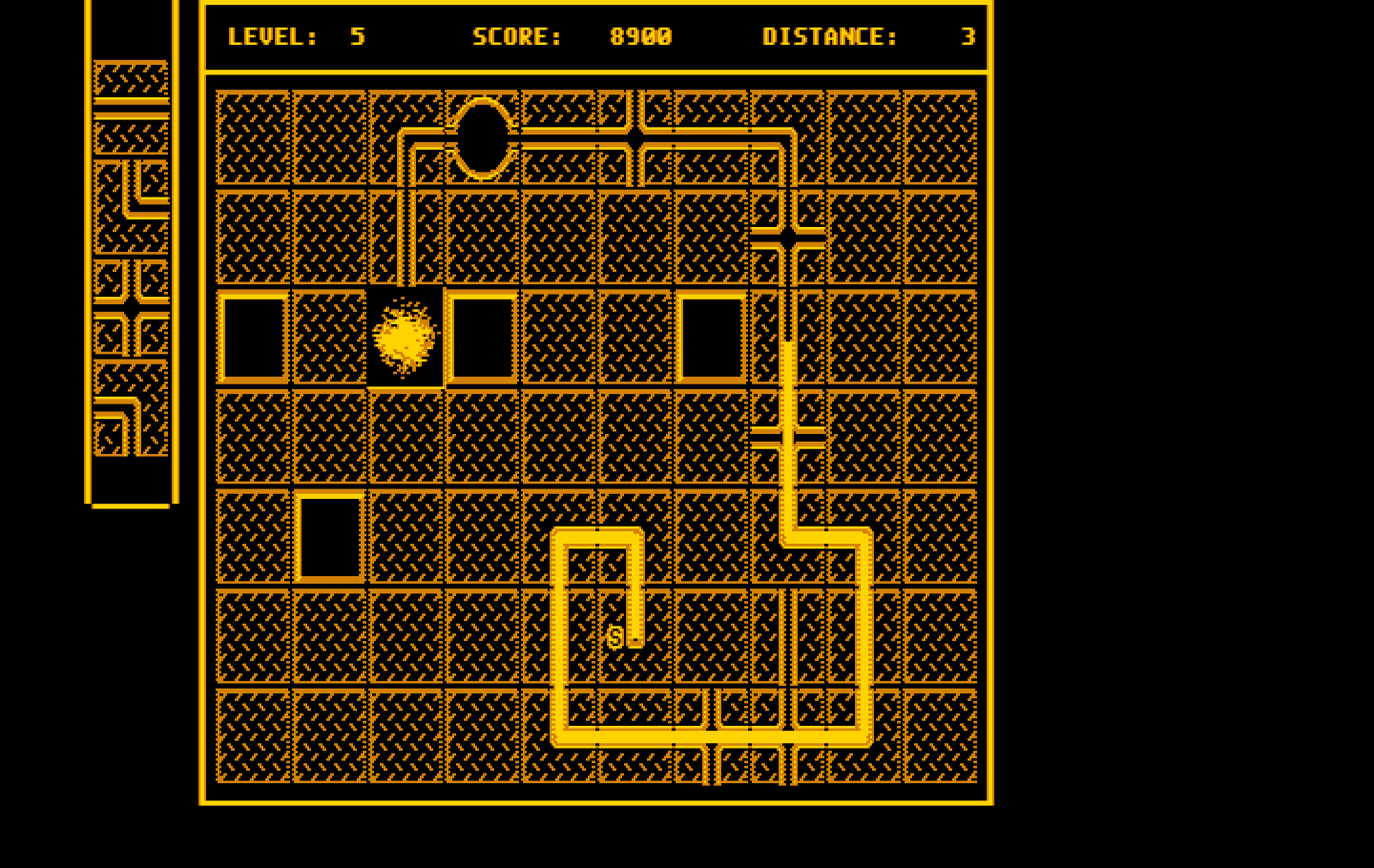 Pipe Dream IBM PC/Compatibles Screenshot: Pipe pieces explode if you place them on an occupied location...