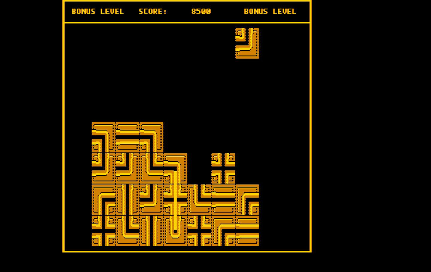 Pipe Dream IBM PC/Compatibles Screenshot: Bonus round; build a pipe by dropping blocks into place.
